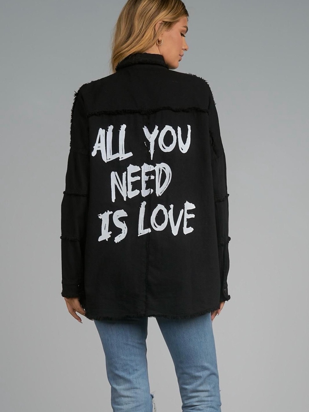 Elan Black Distressed Oversized Jacket-New Be great Jacket